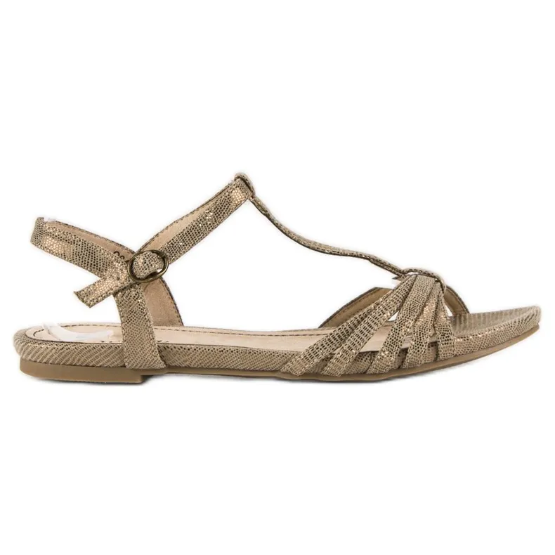 Corina Gouden platte sandalen