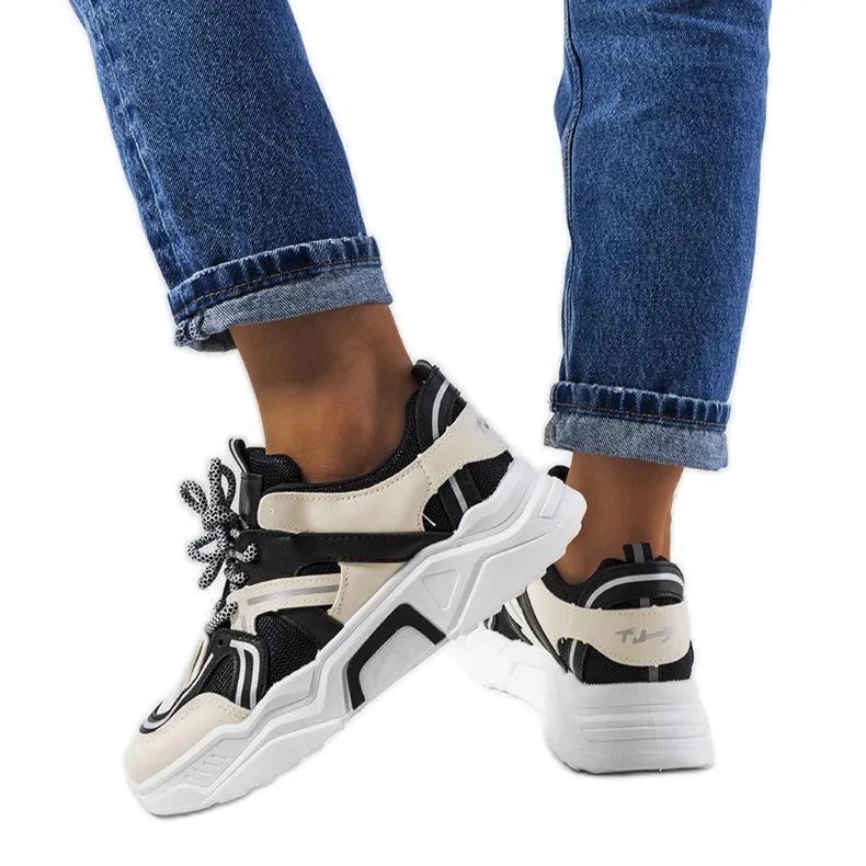 Deois zwarte damessneakers beige