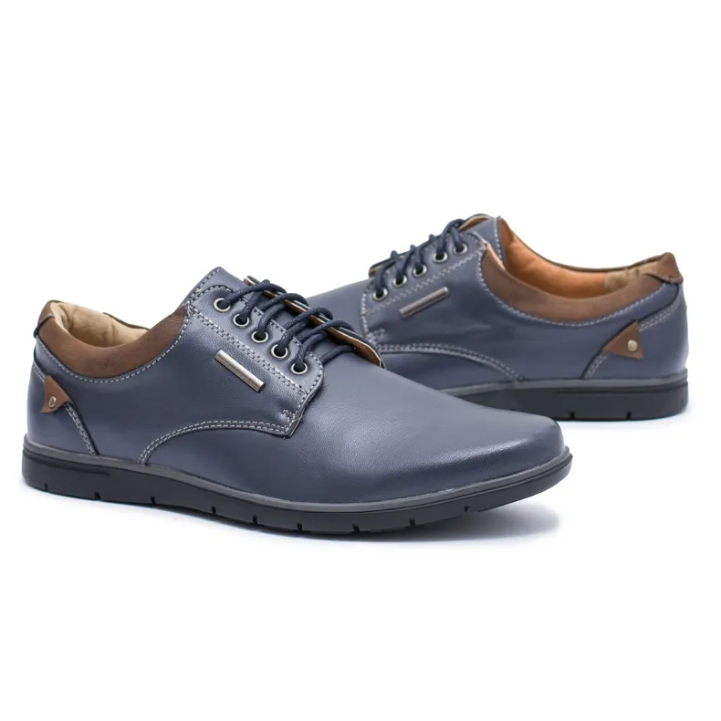 Efrato marineblauwe herenbrogues