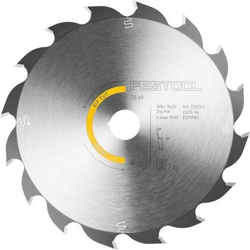 FESTOOL CIRKELZAAGBLAD VOOR HOUT | WOOD RIP CUT | Ø 168MM ASGAT 20MM 16T  205763