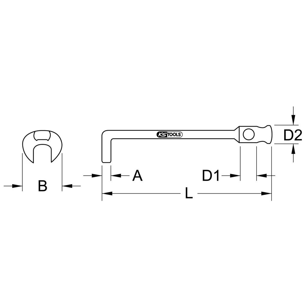 Haakse steeksleutel zonder draaistift, 41 mm