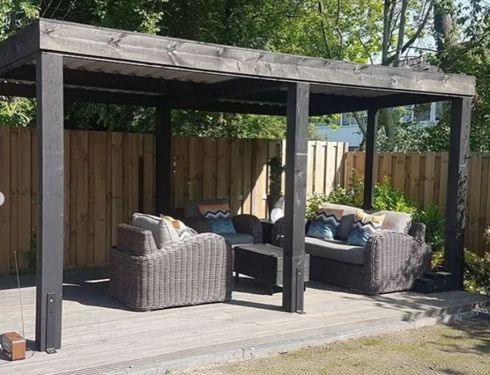 HBM DOUGLAS OVERKAPPING  AAN HUIS OF VRIJSTAAND  400X400 CM  ZWART