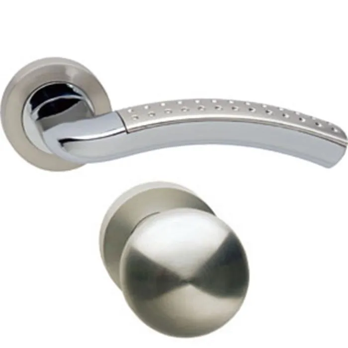 INTERSTEEL Wisselgarnituur rechts 1688 Sharon op rond rozet 7mm nokken met PC plaatjes chroom/nikkel mat