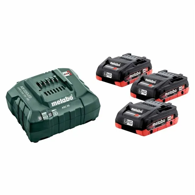 METABO BASISSET 18 V: 3 X LIHD 4.0 AH, LADER ASC 55, BASISSET: ACCUPACKS + LADER,