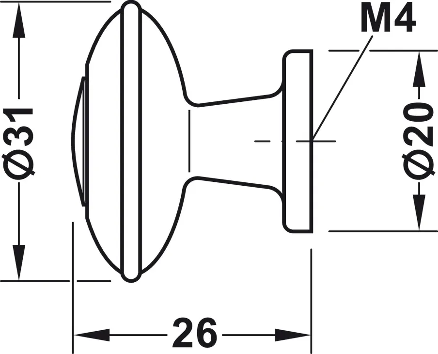 MEUBELKNOP, ZINKALUMINIUMLEGERING, ROND