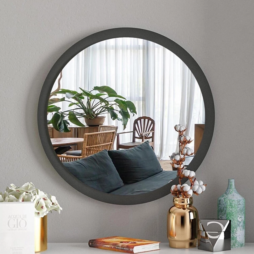 muur spiegel diameter 45 cm zwart