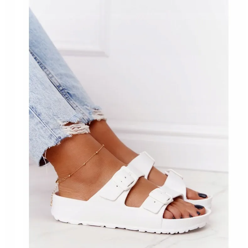 NEWS Witte Stacy rubberen damesslippers