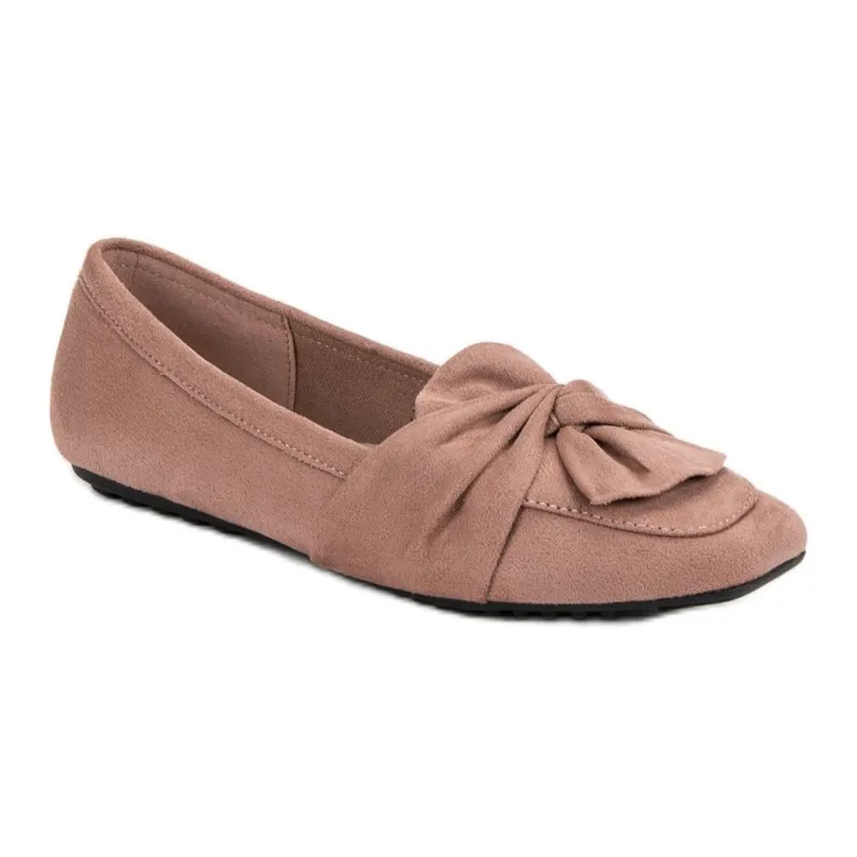 Poedersuède ballerina's roze