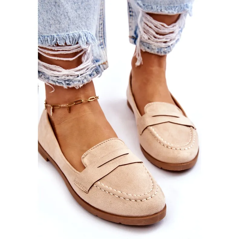 PS1 Comfortabele suède damesloafers beige Lucca