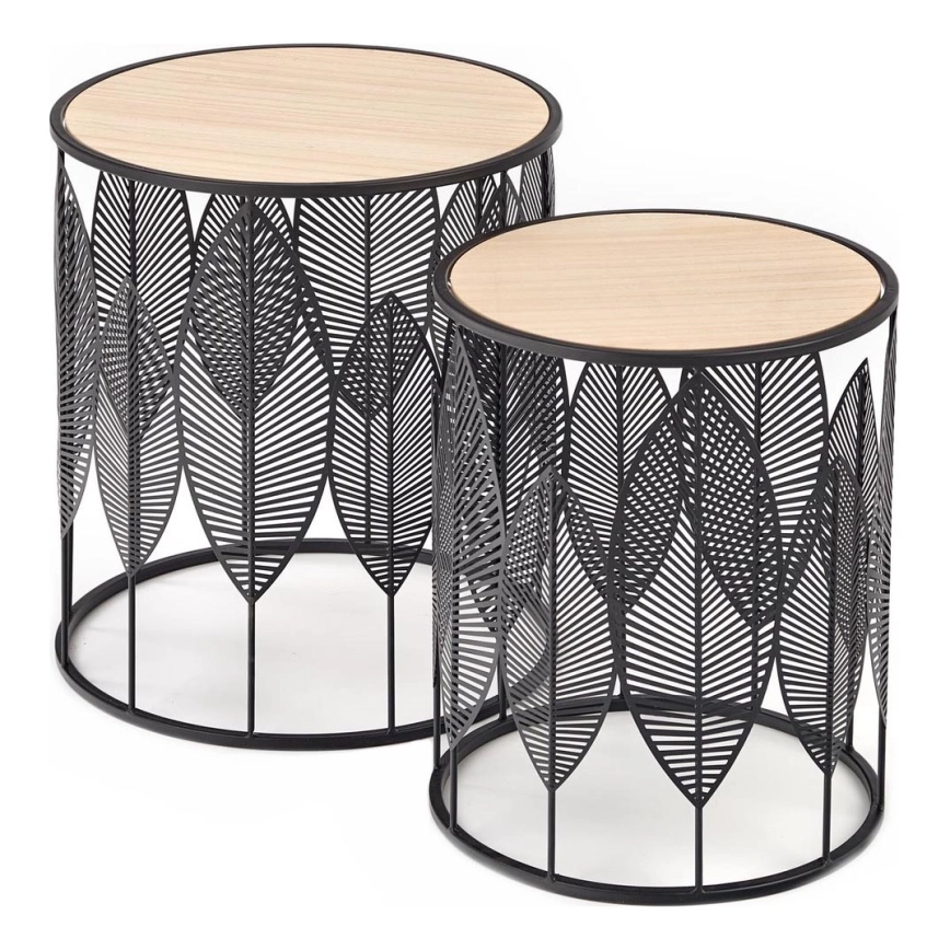 SET 2x Koffie Tafel FOLLA diameter 33/40 cm zwart