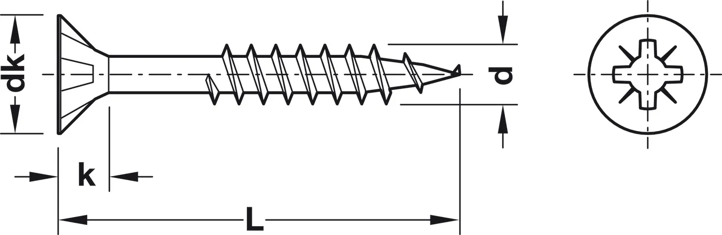 Spaanplaatschroef, Spax, verzonken kop, PZ, gedeeltelijke schroefdraad