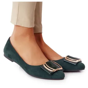 Suède ballerina's met gesp Sergio Leone BL623 ​​Groen groente