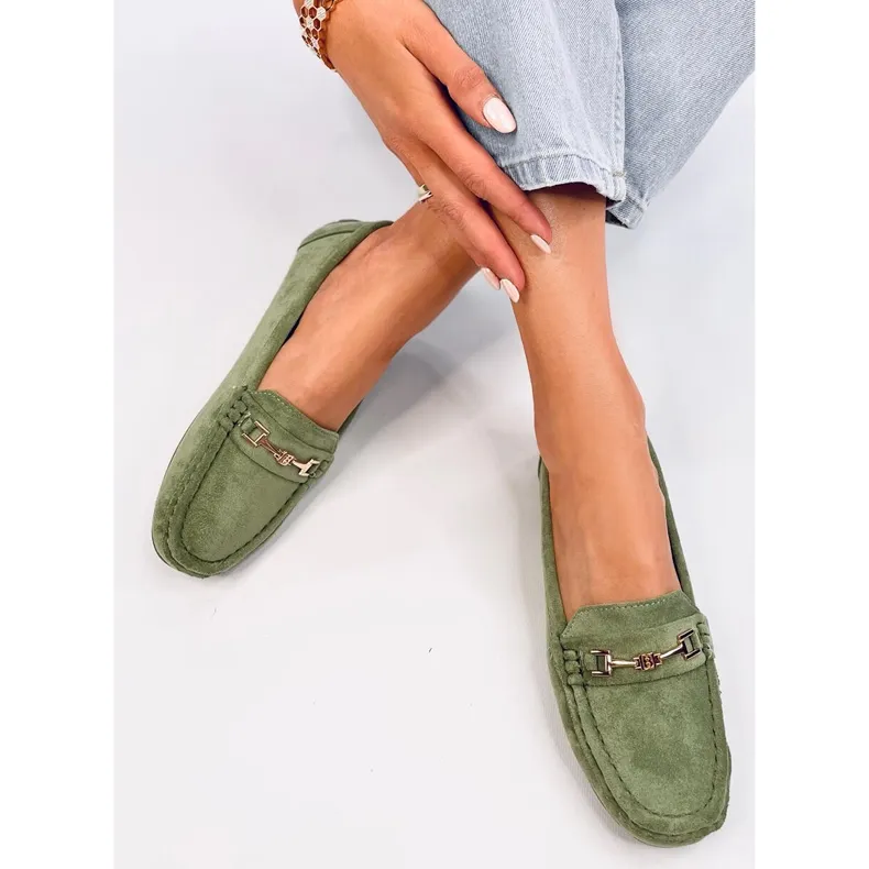 Suède damesmocassins Sourd L.GREEN groente