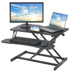 VEVOR in hoogte verstelbare bureautoren 800 x 400 mm sta-bureau met brede toetsenbordlade, Quick Sit Stand dubbellaags computerb