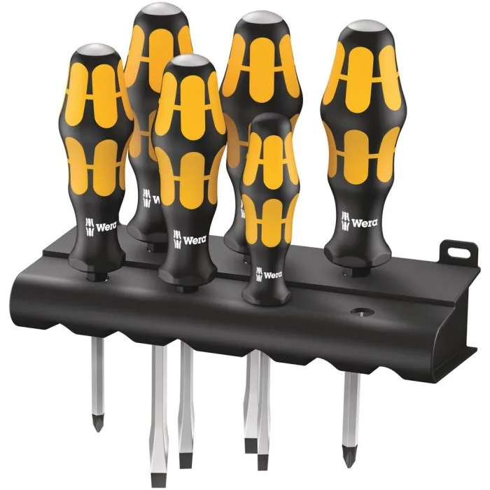 WERA 932/6 SCHROEVENDRAAIERSET KRAFTFORM WERA: DE SCHROEFBEITEL + HOUDER, 6 DELIG