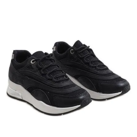 Zwarte modieuze sportschoenen LL1718